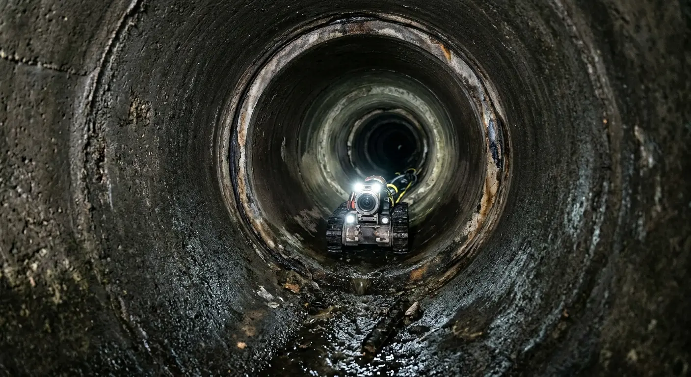 Robotic sewer camera inspecting pipe interior for Drain Snake Service in Madison